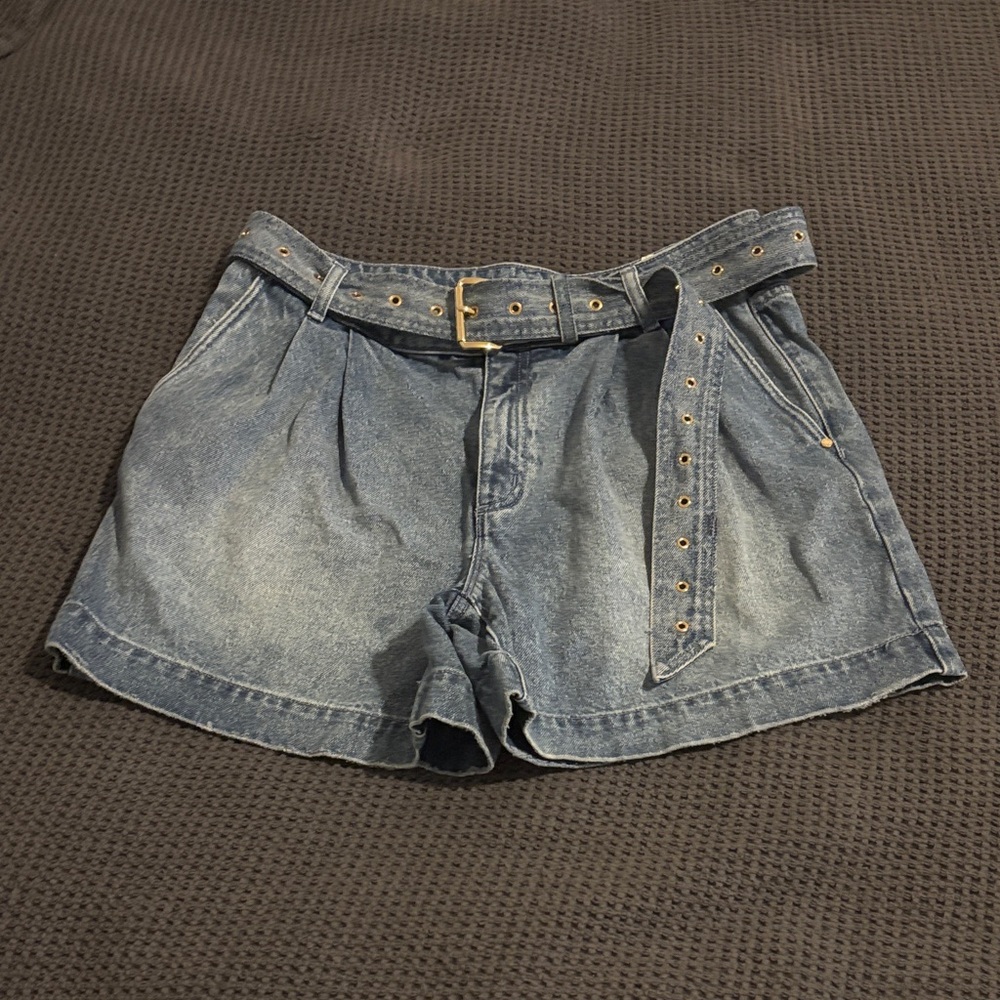Michael Kors Blue Jean Belted Shorts